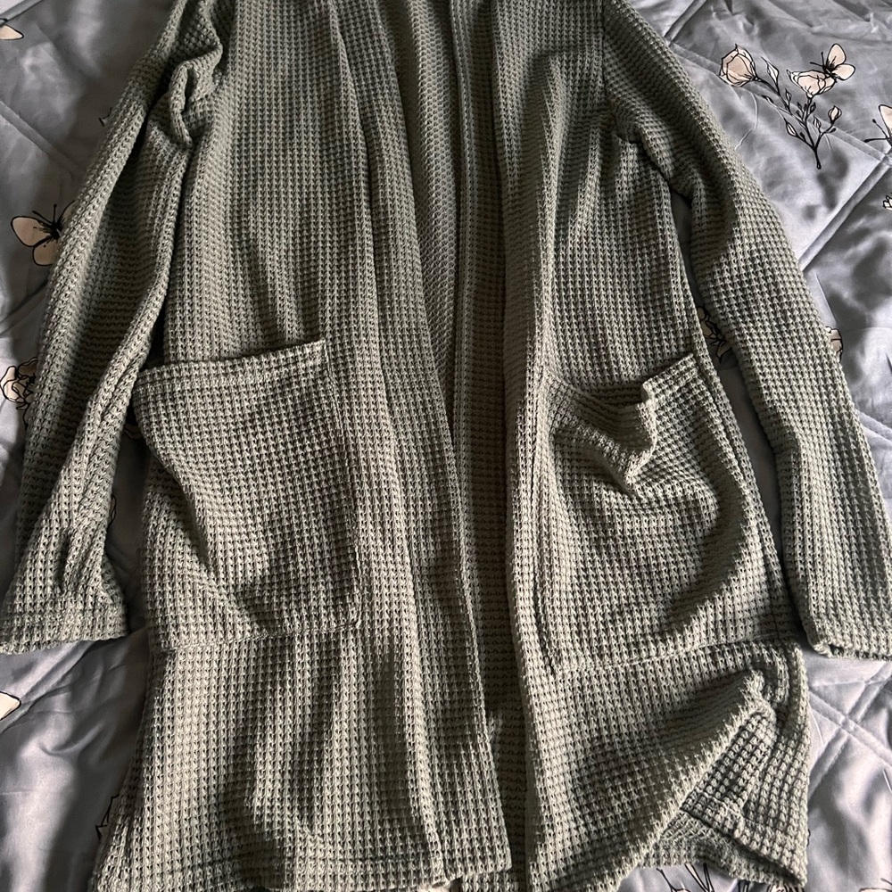 Mint green Waffle Knit Cardigan